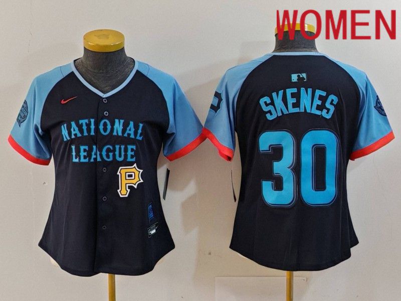 Women Pittsburgh Pirates #30 Skenes Blue All star 2024 Nike MLB Jersey style 5->women mlb jersey->Women Jersey